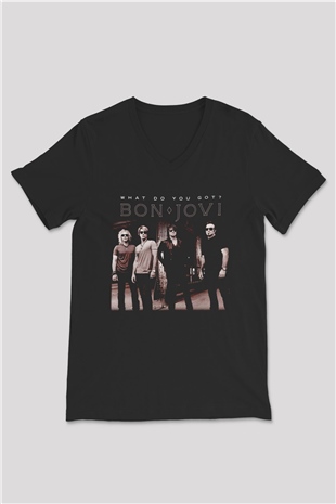 Bon Jovi What Do You Got Siyah Unisex V Yaka Tişört