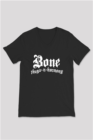 Bone Thugs-n-Harmony Siyah Unisex V Yaka Tişört T-Shirt
