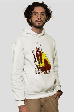 Boney M Baskılı Beyaz Unisex Kapüşonlu Sweatshirt