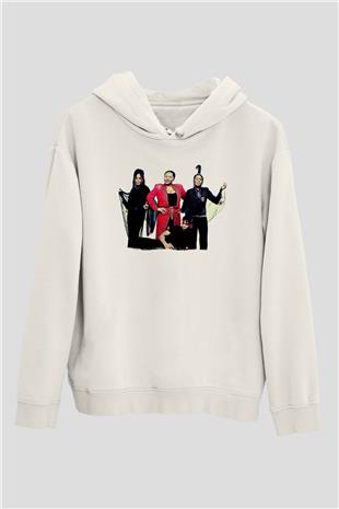 Boney M Baskılı Beyaz Unisex Kapüşonlu Sweatshirt