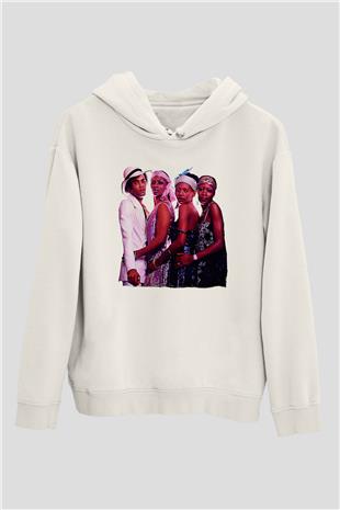 Boney M Baskılı Beyaz Unisex Kapüşonlu Sweatshirt