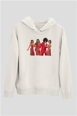 Boney M Baskılı Beyaz Unisex Kapüşonlu Sweatshirt