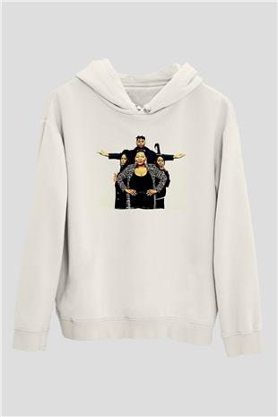 Boney M Baskılı Beyaz Unisex Kapüşonlu Sweatshirt