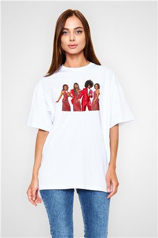 Boney M Baskılı Beyaz Unisex Oversize Tişört - Tshirt