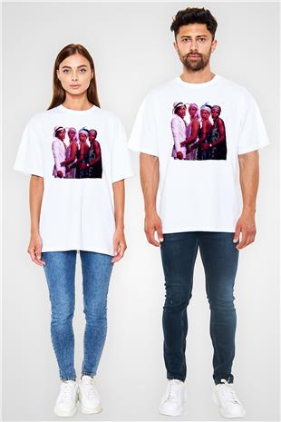 Boney M Baskılı Beyaz Unisex Oversize Tişört - Tshirt