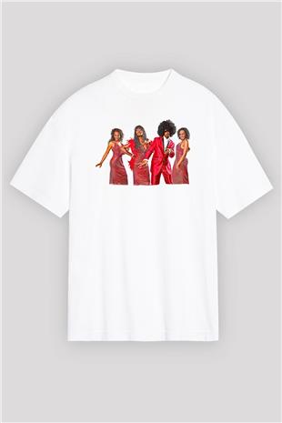 Boney M Baskılı Beyaz Unisex Oversize Tişört - Tshirt