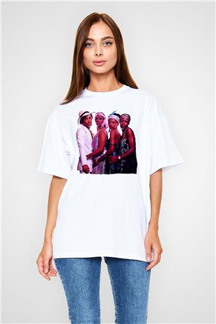 Boney M Baskılı Beyaz Unisex Oversize Tişört - Tshirt