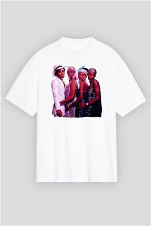 Boney M Baskılı Beyaz Unisex Oversize Tişört - Tshirt