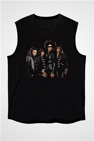 Boney M Baskılı Unisex Siyah Kolsuz Tişört - Tshirt