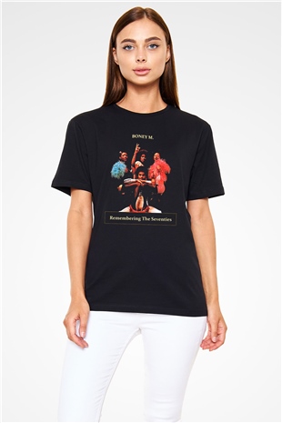 Boney M Baskılı Unisex Siyah Tişört - Tshirt