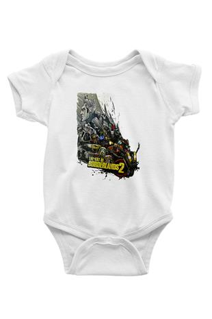 Borderlands Baskılı Beyaz Unisex Bebek Body - Zıbın