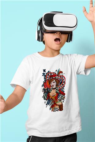 Borderlands Baskılı Beyaz Unisex Beyaz Çocuk Tişört - Tshirt