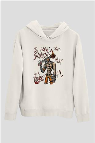 Borderlands Baskılı Beyaz Unisex Kapüşonlu Sweatshirt