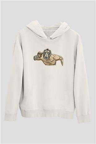 Borderlands Baskılı Beyaz Unisex Kapüşonlu Sweatshirt