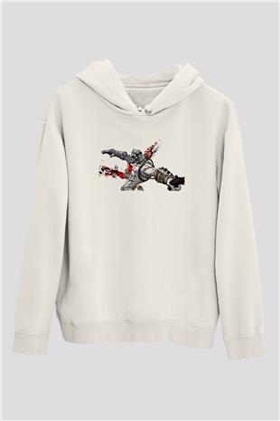 Borderlands Baskılı Beyaz Unisex Kapüşonlu Sweatshirt