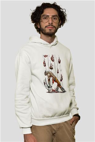 Borderlands Baskılı Beyaz Unisex Kapüşonlu Sweatshirt