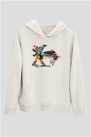 Borderlands Baskılı Beyaz Unisex Kapüşonlu Sweatshirt