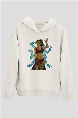 Borderlands Baskılı Beyaz Unisex Kapüşonlu Sweatshirt