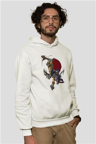 Borderlands Baskılı Beyaz Unisex Kapüşonlu Sweatshirt