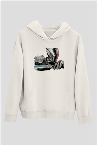 Borderlands Baskılı Beyaz Unisex Kapüşonlu Sweatshirt