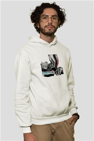 Borderlands Baskılı Beyaz Unisex Kapüşonlu Sweatshirt