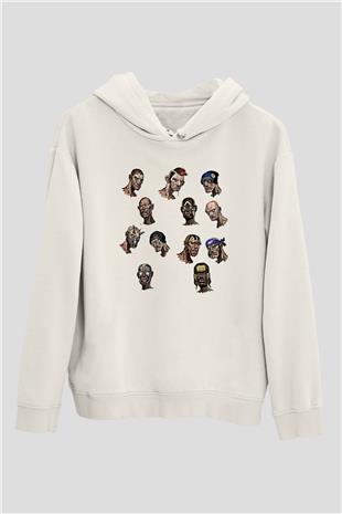 Borderlands Baskılı Beyaz Unisex Kapüşonlu Sweatshirt