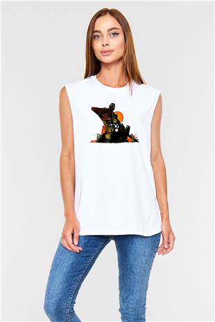 Borderlands Baskılı Beyaz Unisex Kolsuz Tişört - Tshirt