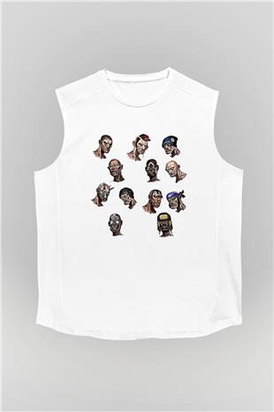 Borderlands Baskılı Beyaz Unisex Kolsuz Tişört - Tshirt