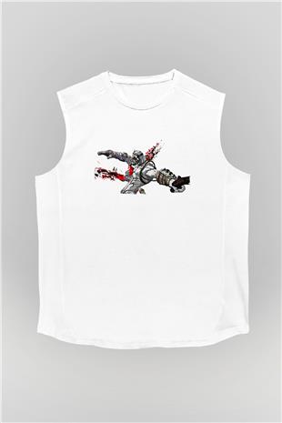 Borderlands Baskılı Beyaz Unisex Kolsuz Tişört - Tshirt