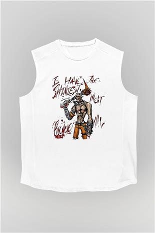Borderlands Baskılı Beyaz Unisex Kolsuz Tişört - Tshirt