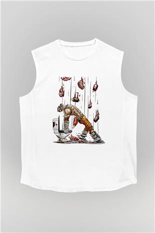 Borderlands Baskılı Beyaz Unisex Kolsuz Tişört - Tshirt