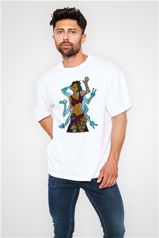 Borderlands Baskılı Beyaz Unisex Oversize Tişört - Tshirt