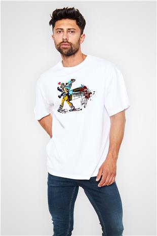 Borderlands Baskılı Beyaz Unisex Oversize Tişört - Tshirt