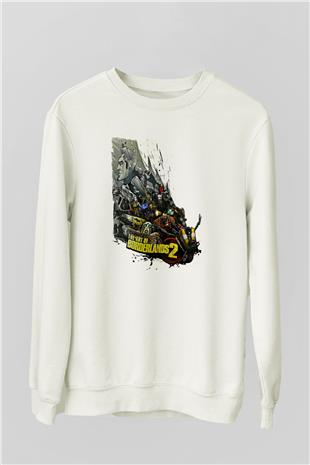 Borderlands Baskılı Beyaz Unisex Sweatshirt