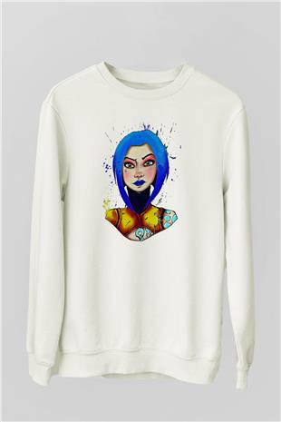 Borderlands Baskılı Beyaz Unisex Sweatshirt