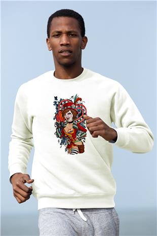Borderlands Baskılı Beyaz Unisex Sweatshirt