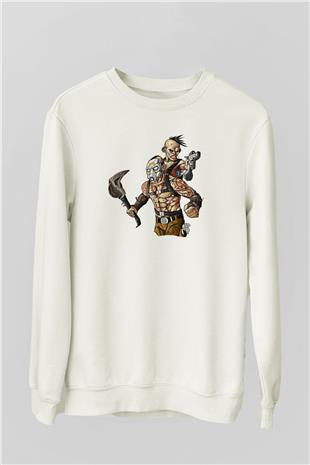 Borderlands Baskılı Beyaz Unisex Sweatshirt