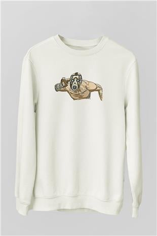 Borderlands Baskılı Beyaz Unisex Sweatshirt