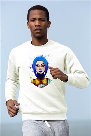 Borderlands Baskılı Beyaz Unisex Sweatshirt