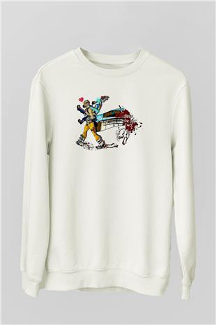 Borderlands Baskılı Beyaz Unisex Sweatshirt