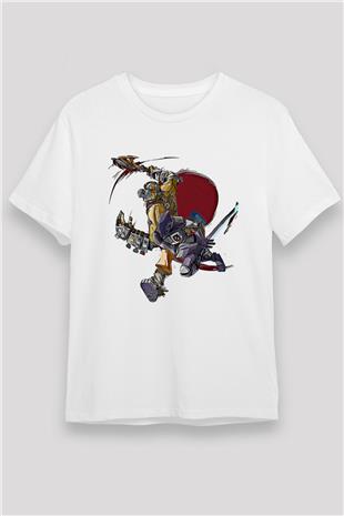 Borderlands Baskılı Unisex Beyaz Tişört - Tshirt