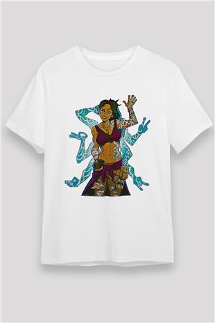 Borderlands Baskılı Unisex Beyaz Tişört - Tshirt