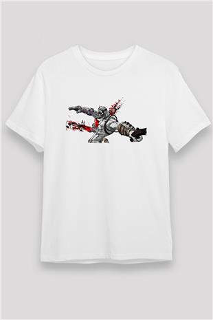 Borderlands Baskılı Unisex Beyaz Tişört - Tshirt
