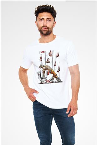 Borderlands Baskılı Unisex Beyaz Tişört - Tshirt