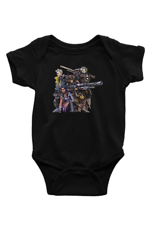 Borderlands Baskılı Unisex Siyah Bebek Body - Zıbın
