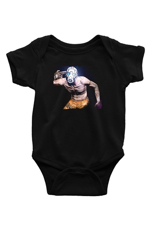 Borderlands Baskılı Unisex Siyah Bebek Body - Zıbın