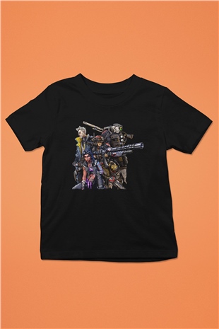 Borderlands Baskılı Unisex Siyah Çocuk Tişört - Tshirt