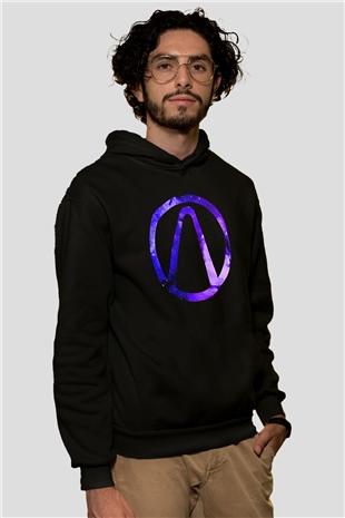 Borderlands Baskılı Unisex Siyah Kapüşonlu Sweatshirt