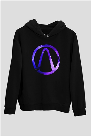 Borderlands Baskılı Unisex Siyah Kapüşonlu Sweatshirt