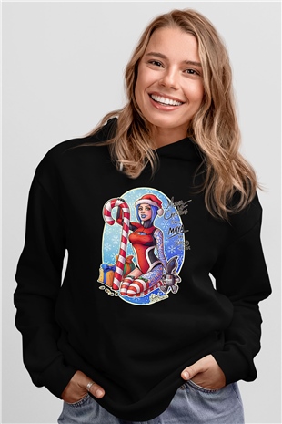 Borderlands Baskılı Unisex Siyah Kapüşonlu Sweatshirt